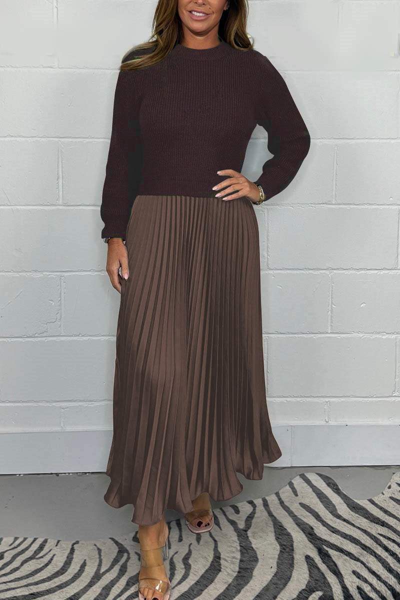 đ„Womenâs Stylish and Elegant Round-neck Pleated Dress