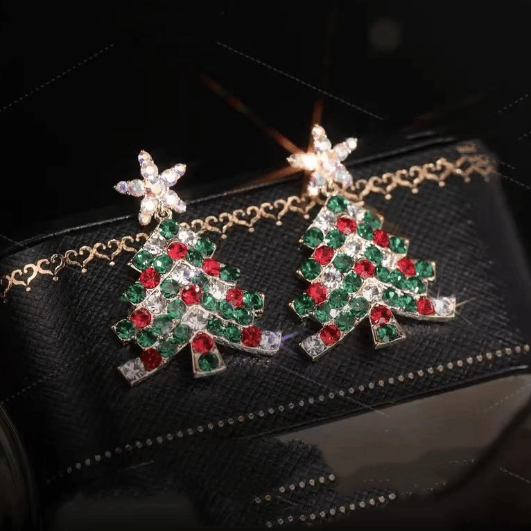 Shiny Christmas Tree Earrings