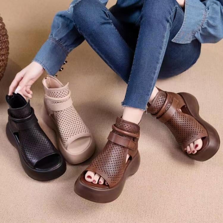 Women's Retro Soft PU Leather Sandalias