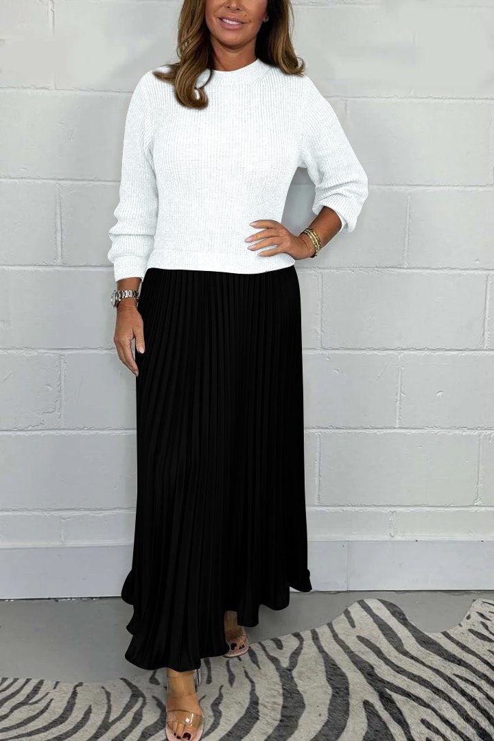 đ„Womenâs Stylish and Elegant Round-neck Pleated Dress