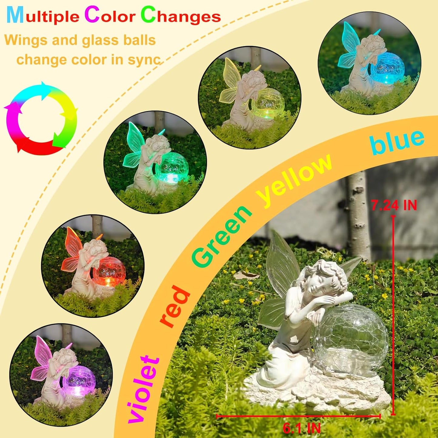 Solar Powered Outdoor Flower Fairy Statue with Glass Ball