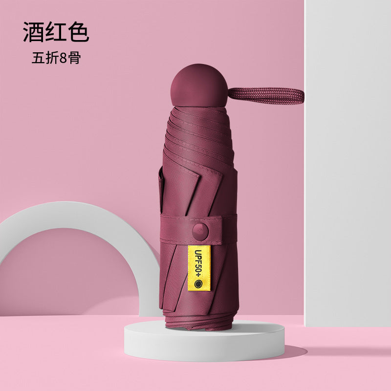 Capsule Sun Umbrella, Vinyl Sunscreen For Women, Rain Or Shine, Reinforced Foldable, 50% Off, Mini, Ultra-Light, Portable, Compact