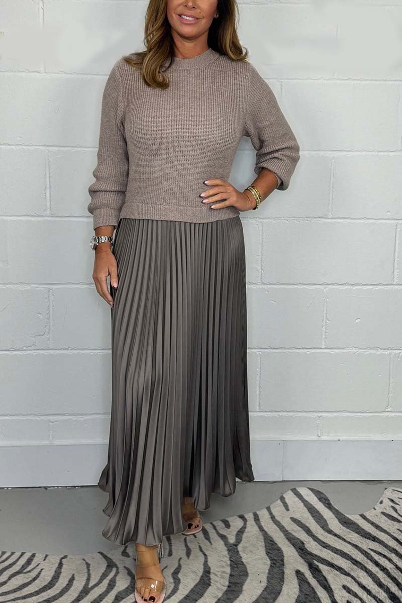 đ„Womenâs Stylish and Elegant Round-neck Pleated Dress
