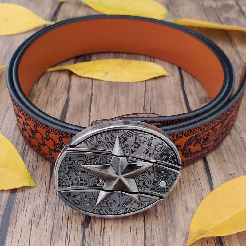 🔥LAST DAY 50% OFF🔥Fashion Punk Men's Hidden Folding Knife Leather Belt
