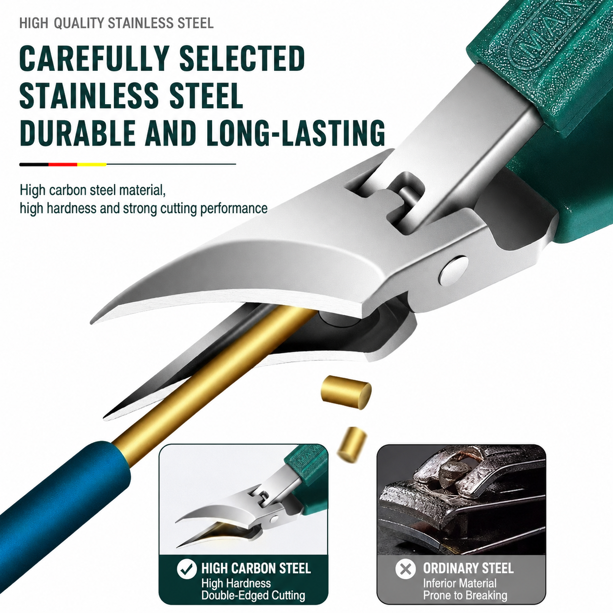 Ultra-sharp eagle-beak angled nail clippers