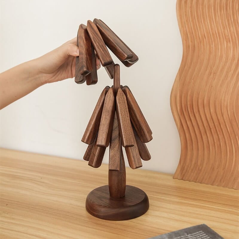 black walnut wood table mat tree