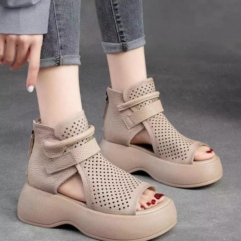 Women's Retro Soft PU Leather Sandalias