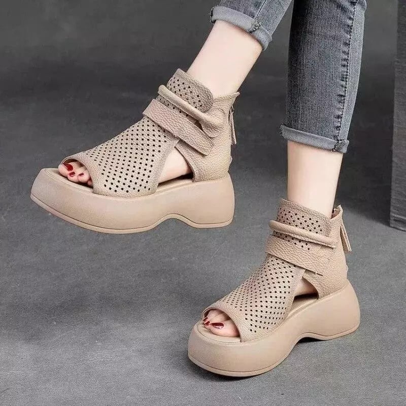 Women's Retro Soft PU Leather Sandalias