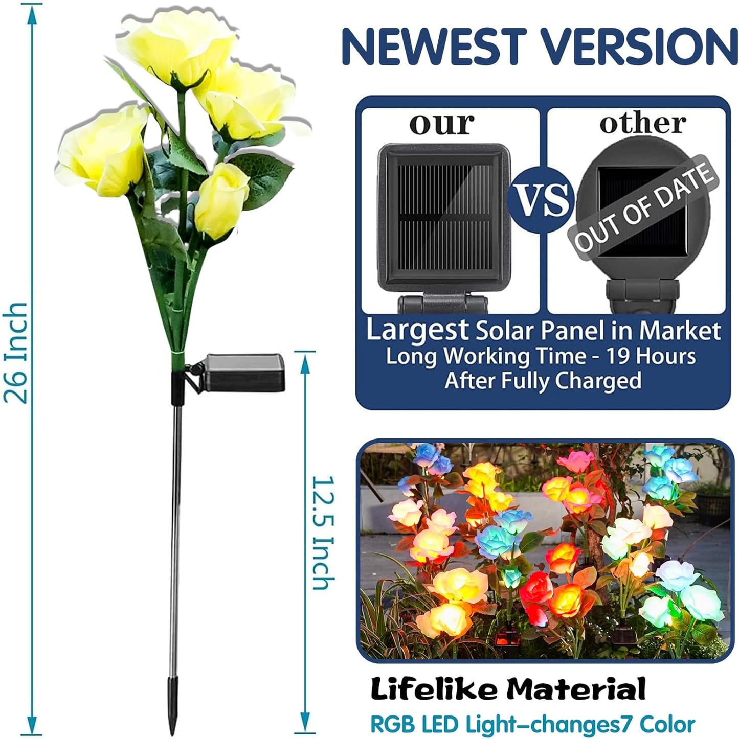 Solar Colorful Rose Garden Light