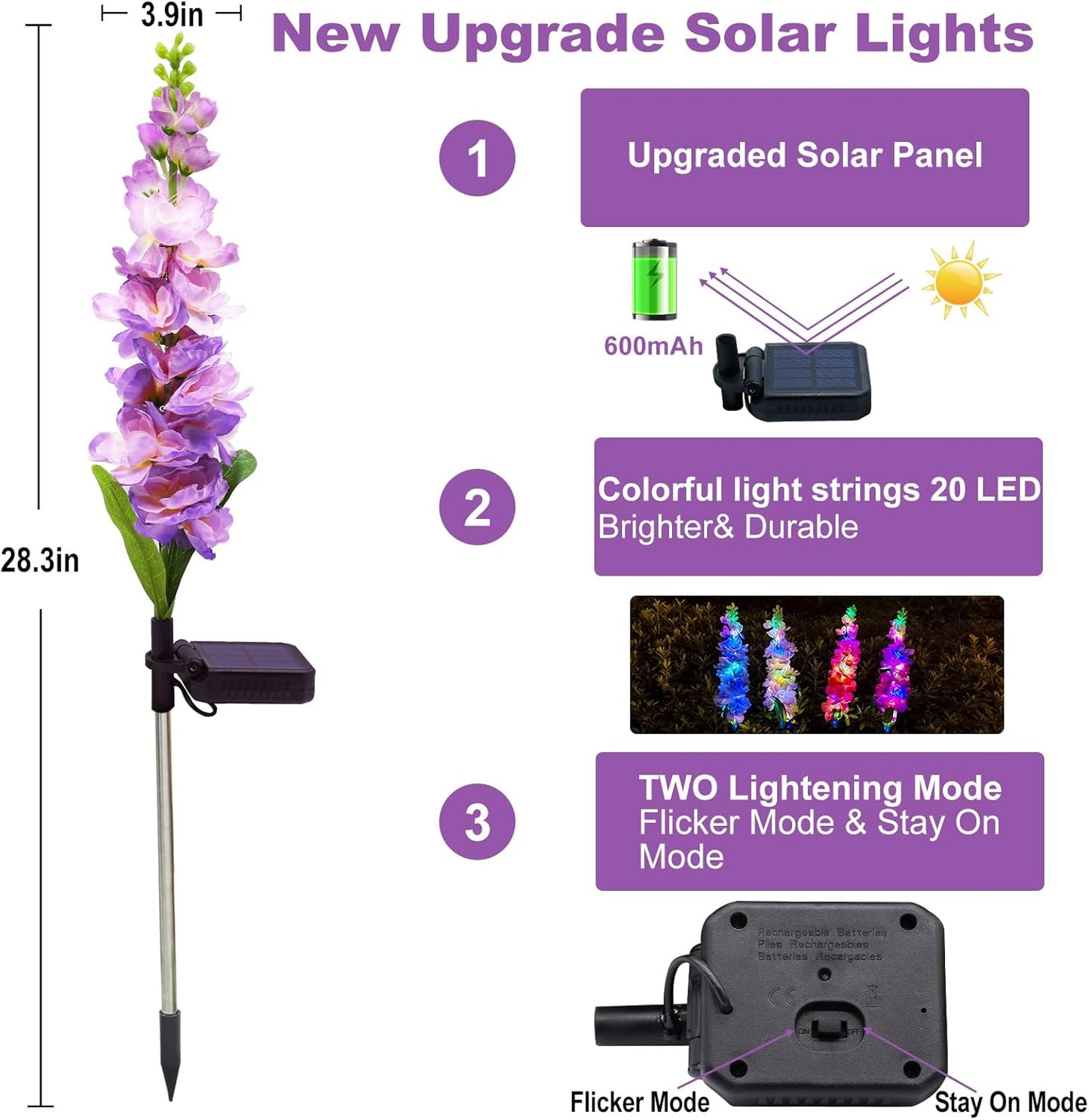 Solar Delphinium Garden Light