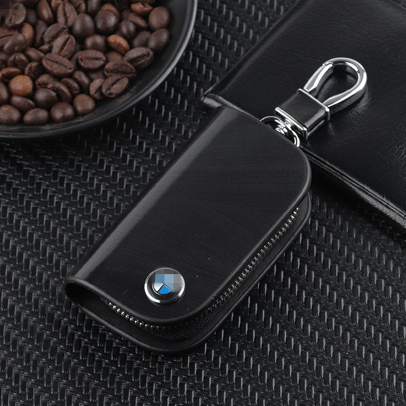 💥$19.99🚗 Car Key Pouch,Wood Grain Cowhide Leather