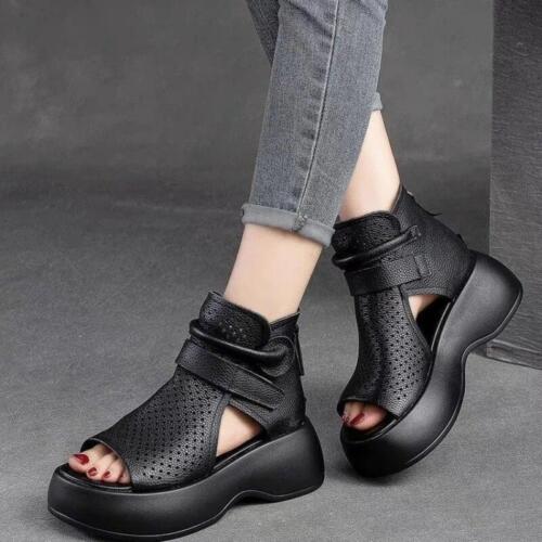 Women's Retro Soft PU Leather Sandalias