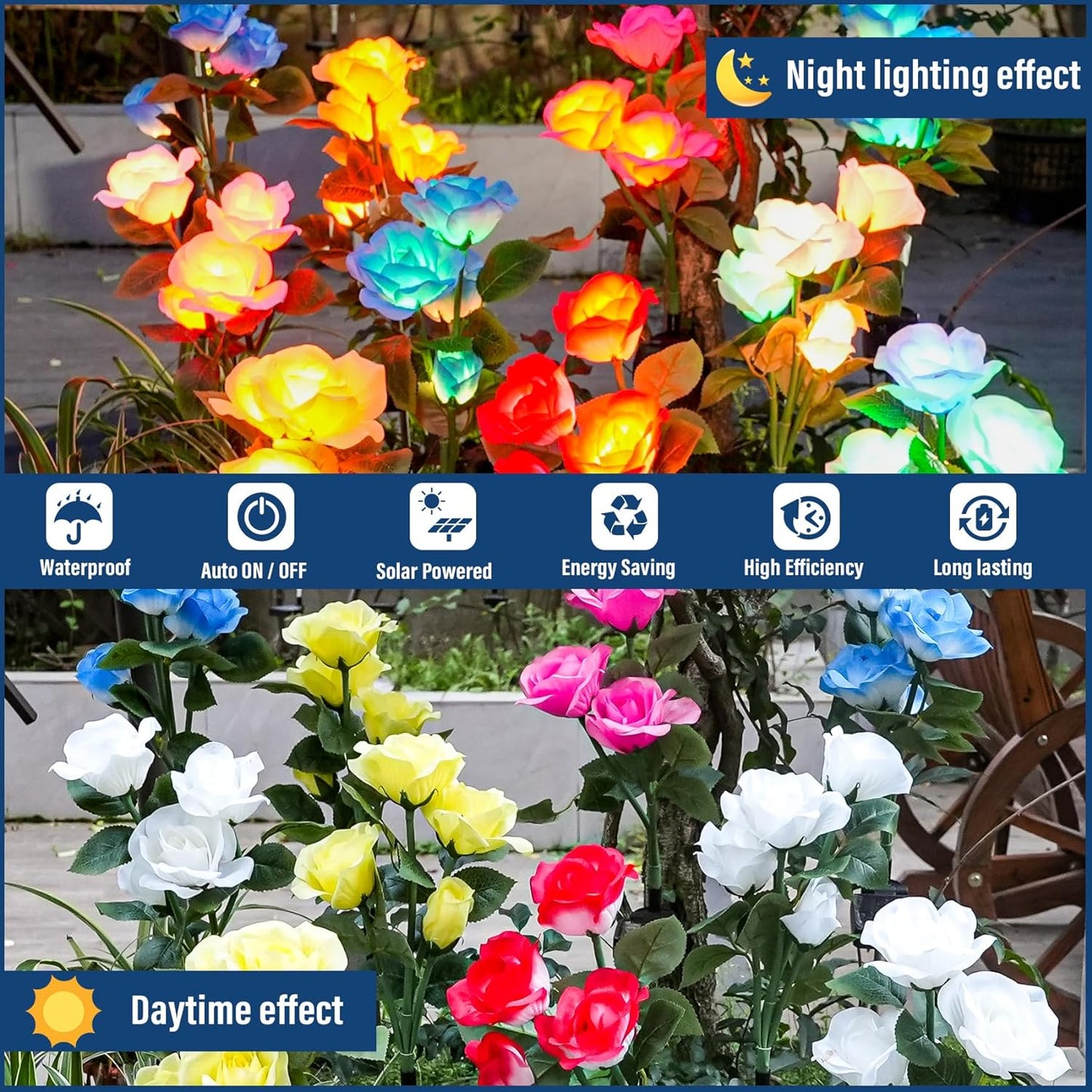 Solar Colorful Rose Garden Light