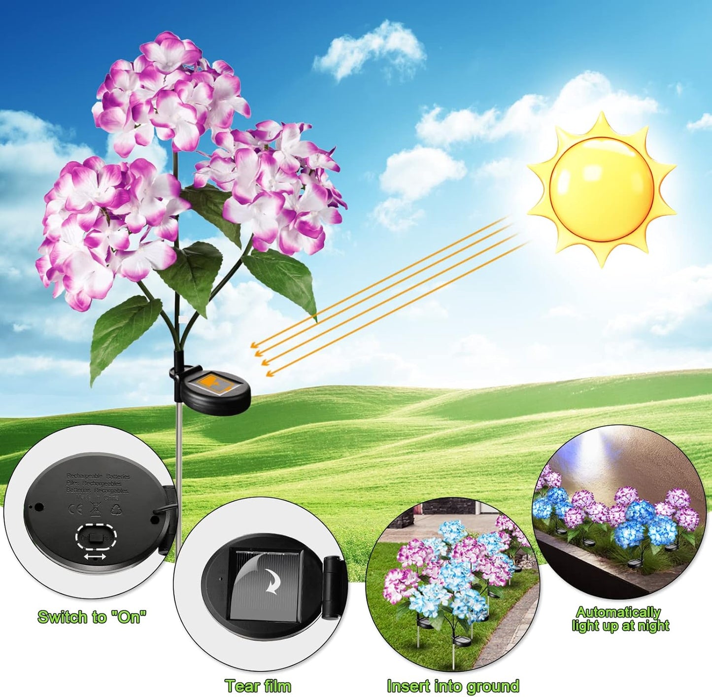 Solar Hydrangea Decorative Light
