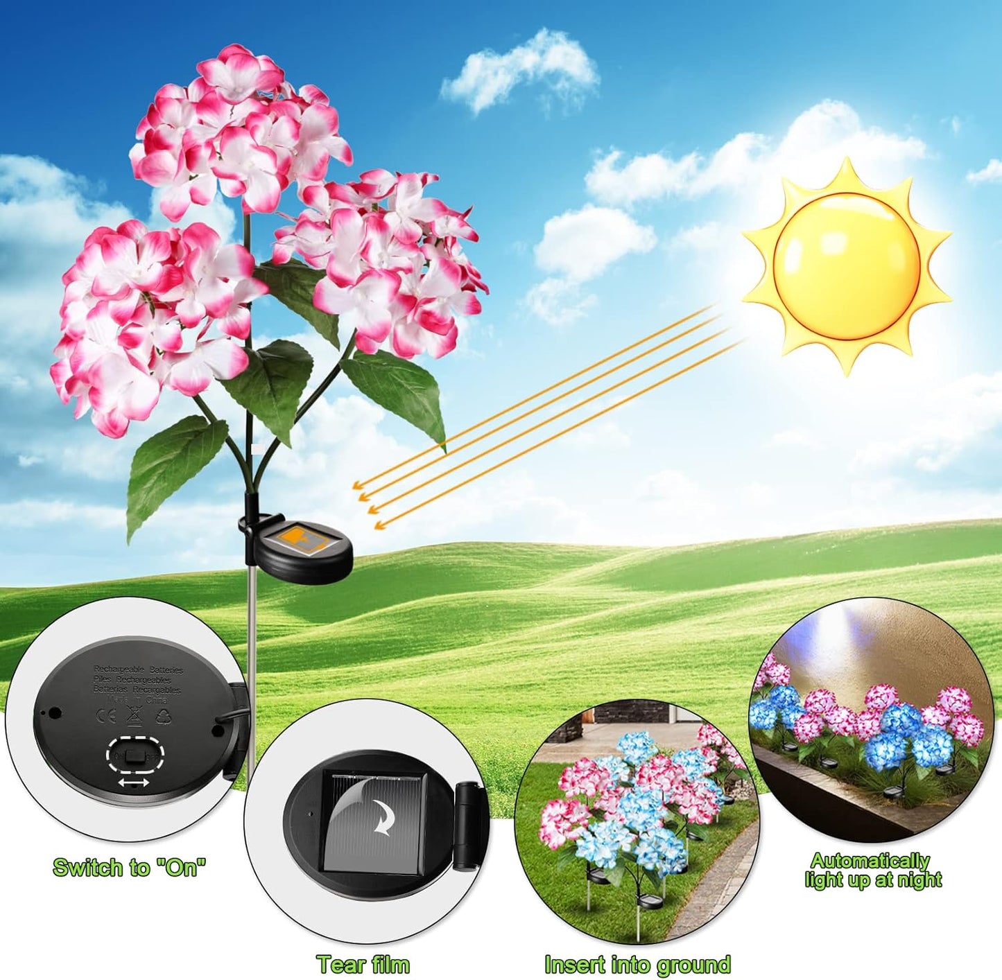 Solar Hydrangea Decorative Light