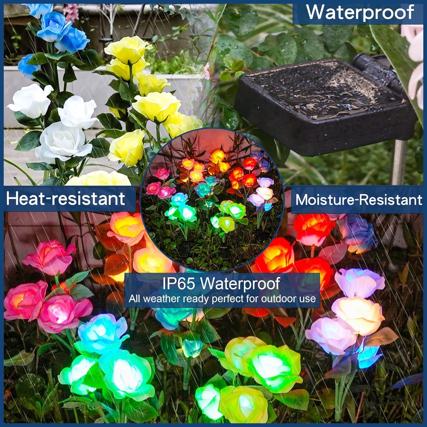 Solar Colorful Rose Garden Light
