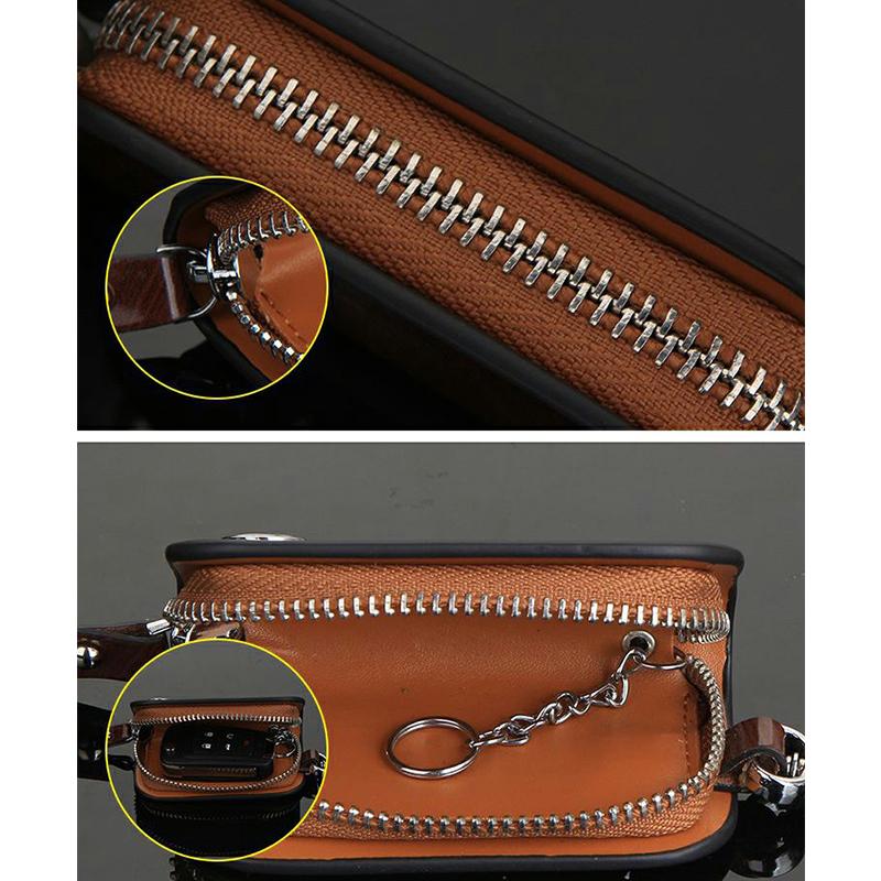 💥$19.99🚗 Car Key Pouch,Wood Grain Cowhide Leather