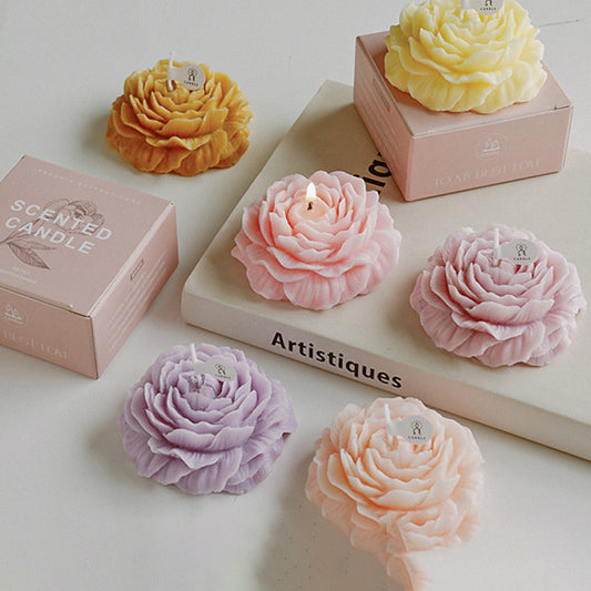 Souvenir candles, peony flower shaped gift ornaments, Valentine's Day, birthday flower scented candles