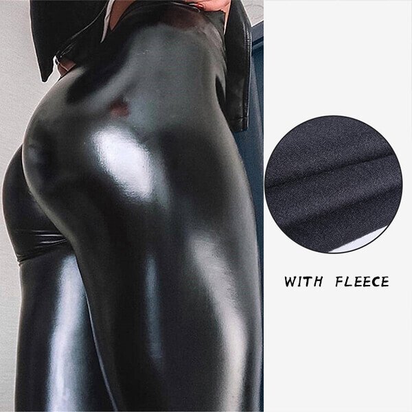 S-shaped PU Leather Leggings