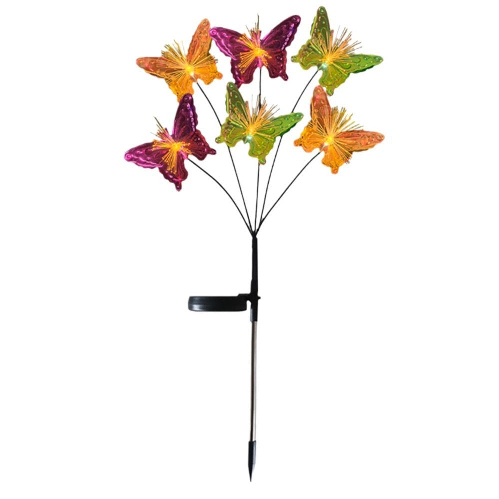 Solar Fiber Optic Butterfly Flower Lawn Atmosphere Light