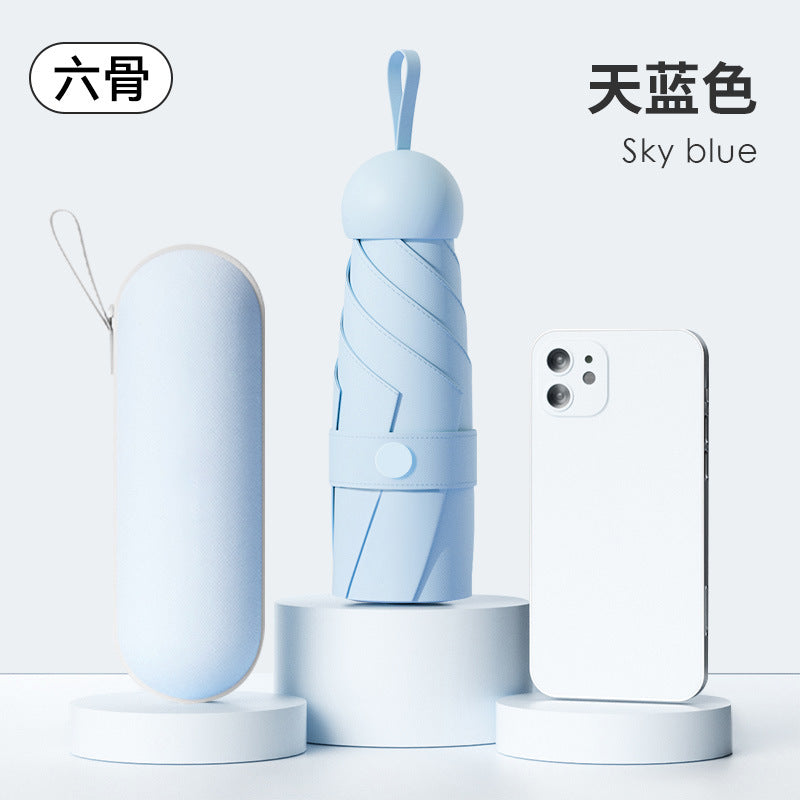 Capsule Sun Umbrella, Vinyl Sunscreen For Women, Rain Or Shine, Reinforced Foldable, 50% Off, Mini, Ultra-Light, Portable, Compact