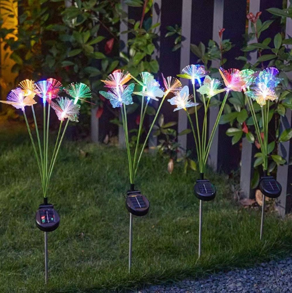 Solar Fiber Optic Butterfly Flower Lawn Atmosphere Light