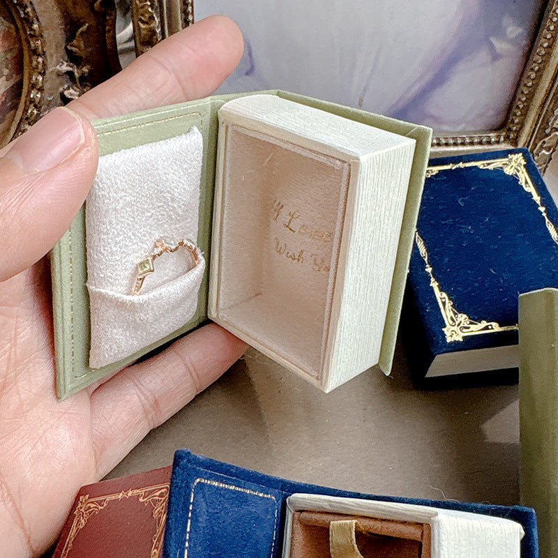 Book Retro Mini Jewelry Necklace Box Italian Style Small Fresh Creative Diamond Ring Ring Box Gift Confession Jewelry Box