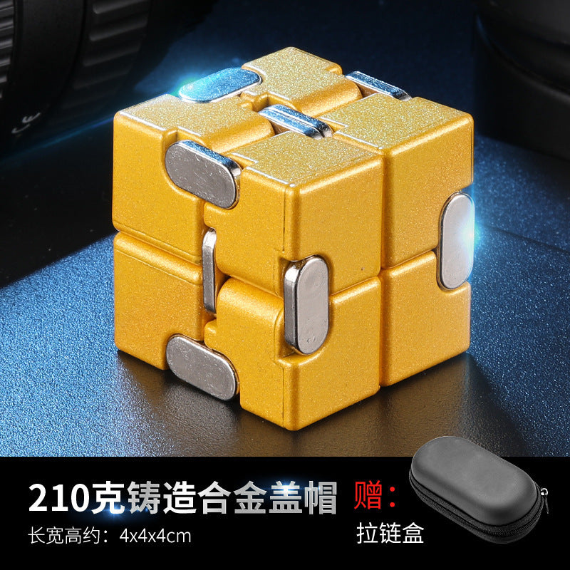 Cross-Border Wholesale Unlimited Rubik'S Cube, Ever-Changing Decompression Artifact, Decompression Toy, Adult Flipping Alloy Metal Finger Cube