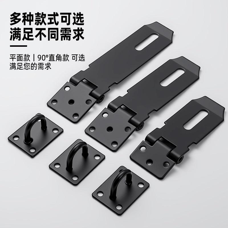 304 Stainless Steel Lock Brand Black Old-Fashioned Door Bolt With Padlock Hasp Anti-Theft Door Buckle Thickened Folding 90 Degree Lock