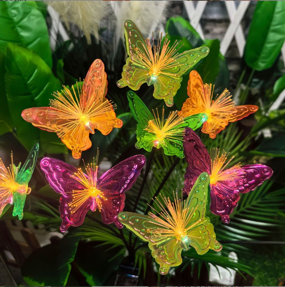 Solar Fiber Optic Butterfly Flower Lawn Atmosphere Light