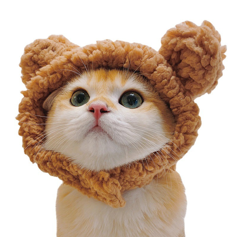Pet Cat Headwear — Lion, Rabbit Ears, Frog, and Teddy Bear Styles
