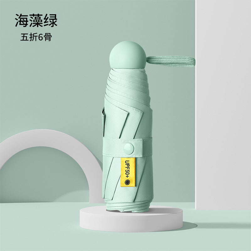 Capsule Sun Umbrella, Vinyl Sunscreen For Women, Rain Or Shine, Reinforced Foldable, 50% Off, Mini, Ultra-Light, Portable, Compact