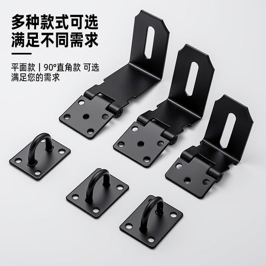 304 Stainless Steel Lock Brand Black Old-Fashioned Door Bolt With Padlock Hasp Anti-Theft Door Buckle Thickened Folding 90 Degree Lock