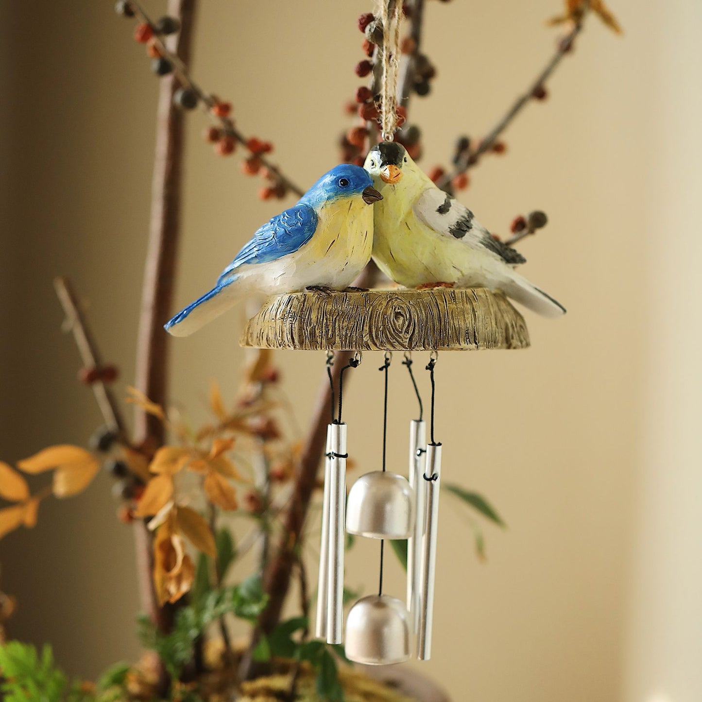 Snuggling Bird Wind Chime