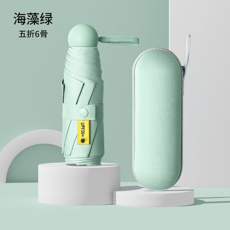 Capsule Sun Umbrella, Vinyl Sunscreen For Women, Rain Or Shine, Reinforced Foldable, 50% Off, Mini, Ultra-Light, Portable, Compact