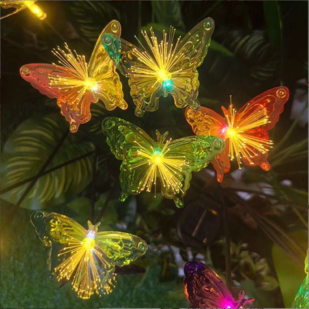 Solar Fiber Optic Butterfly Flower Lawn Atmosphere Light