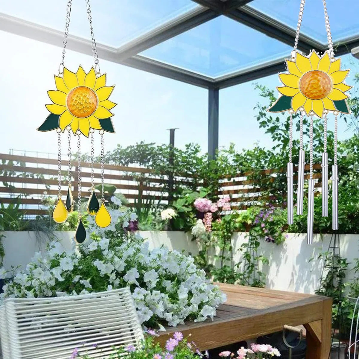 Metal Sunflower Wind Chime