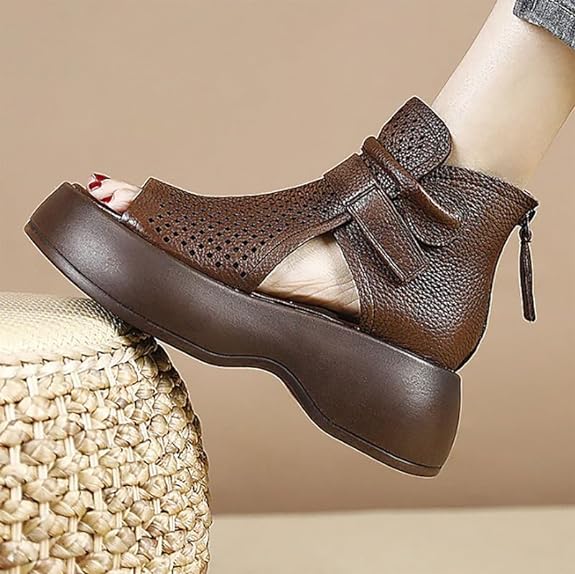 Women's Retro Soft PU Leather Sandalias