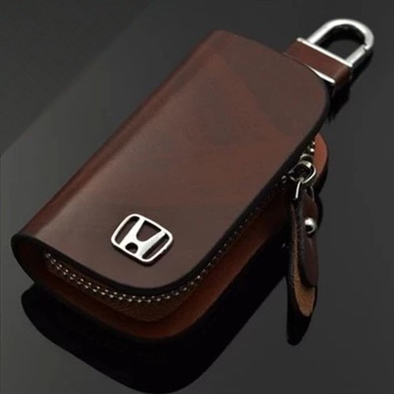 💥$19.99🚗 Car Key Pouch,Wood Grain Cowhide Leather