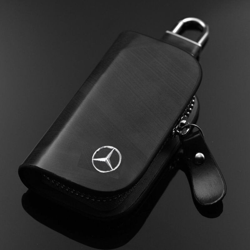 💥$19.99🚗 Car Key Pouch,Wood Grain Cowhide Leather