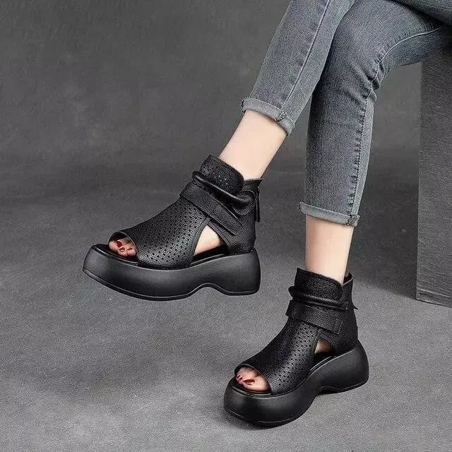Women's Retro Soft PU Leather Sandalias