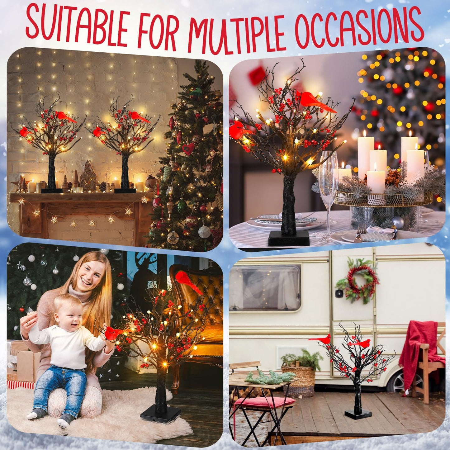 🎄Christmas Lighted Mini LED Tree With Red Berries